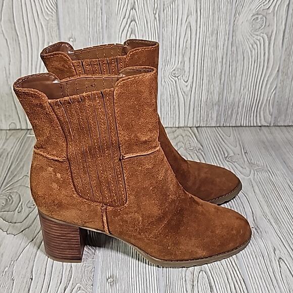 Circa Joan & David Jadine Cognac Leather Ankle Boots Womens Size 11 - Picture 2 of 14